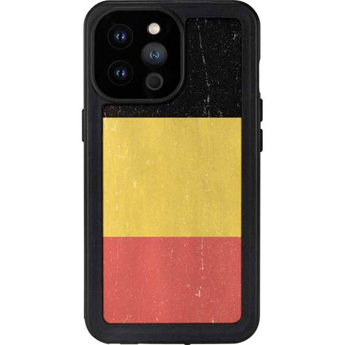 Belgium Flag Distressed iPhone 14 Pro Max Waterproof Case